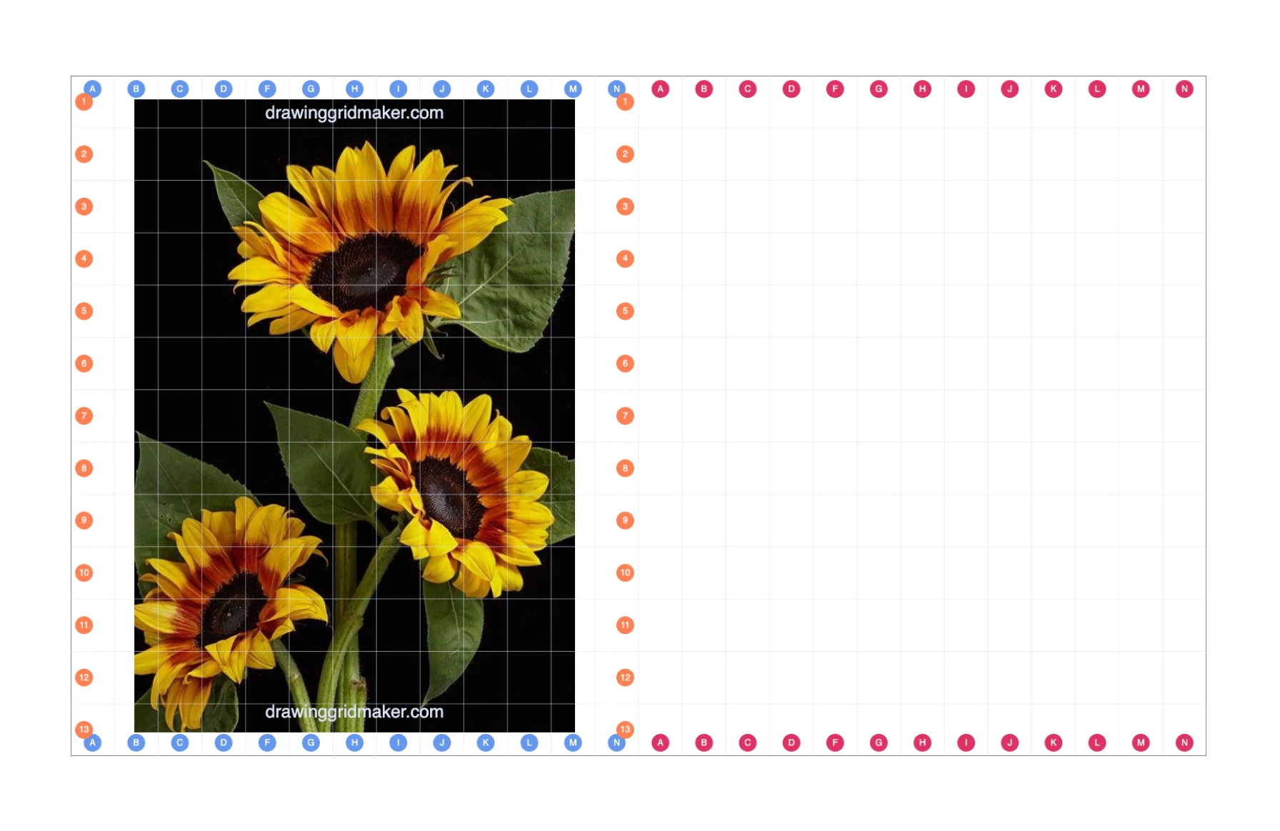 Free Download Easy Grid Drawing Worksheet Pdf: Flowers-and-plants Sunflower